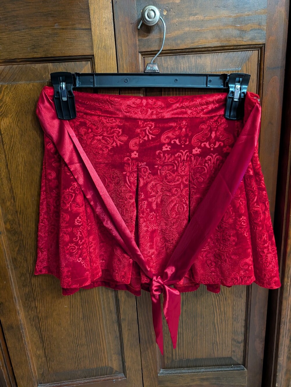 Sugar Thrillz Red Velvet Tie-Waist Mini Skirt Medium Dolls Kill December Dilemma